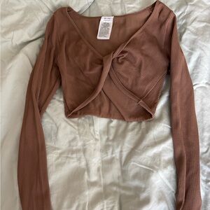 Cotton On Brown long sleeve crop top size M/L